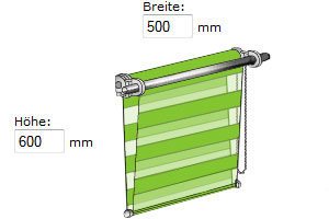 Doppelrollo Konfigurator - Raumtextilienshop - Doppelrollo ansehen