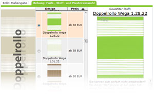 Doppelrollo Konfigurator - Raumtextilienshop - Doppelrollo Stoff auswählen