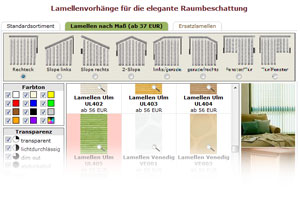 Lamellenvorhang Konfigurator - Raumtextilienshop - Wählen Sie das Lamellenvorhang Model