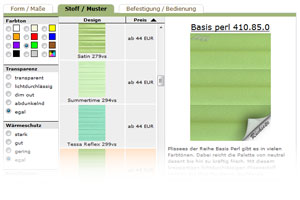 Plissee Konfigurator - Raumtextilienshop - Plissee Stoff wählen